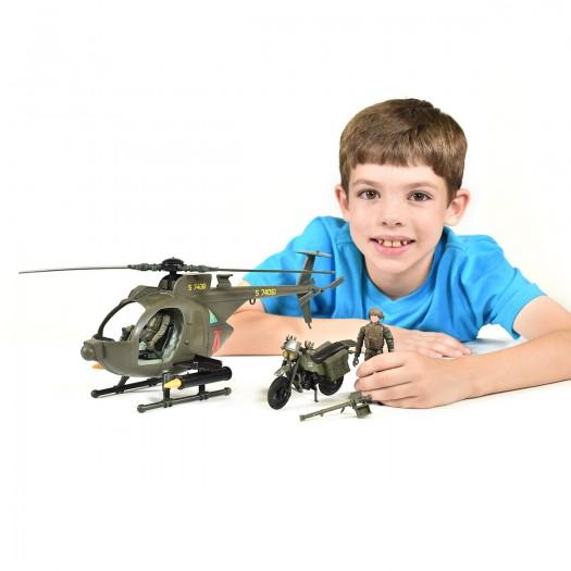 Game Set ELITE FORCE - MULTI-PURPOSE ROTOR MH-6 (rotor, Motorcycle, Figures, Accessories)