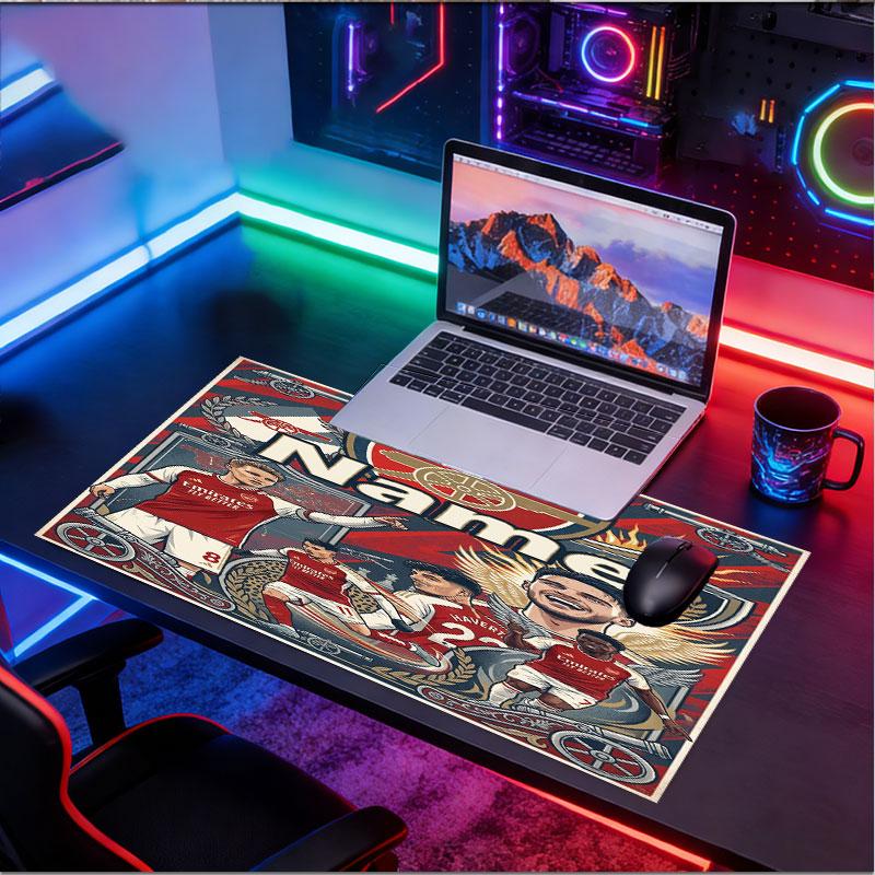 Custom Name Personalized Arsenal F.C Pattern Mousepad, Laptop PC Desk Mat, Decorative Desk Mat for Home Keyboard Pad Gift