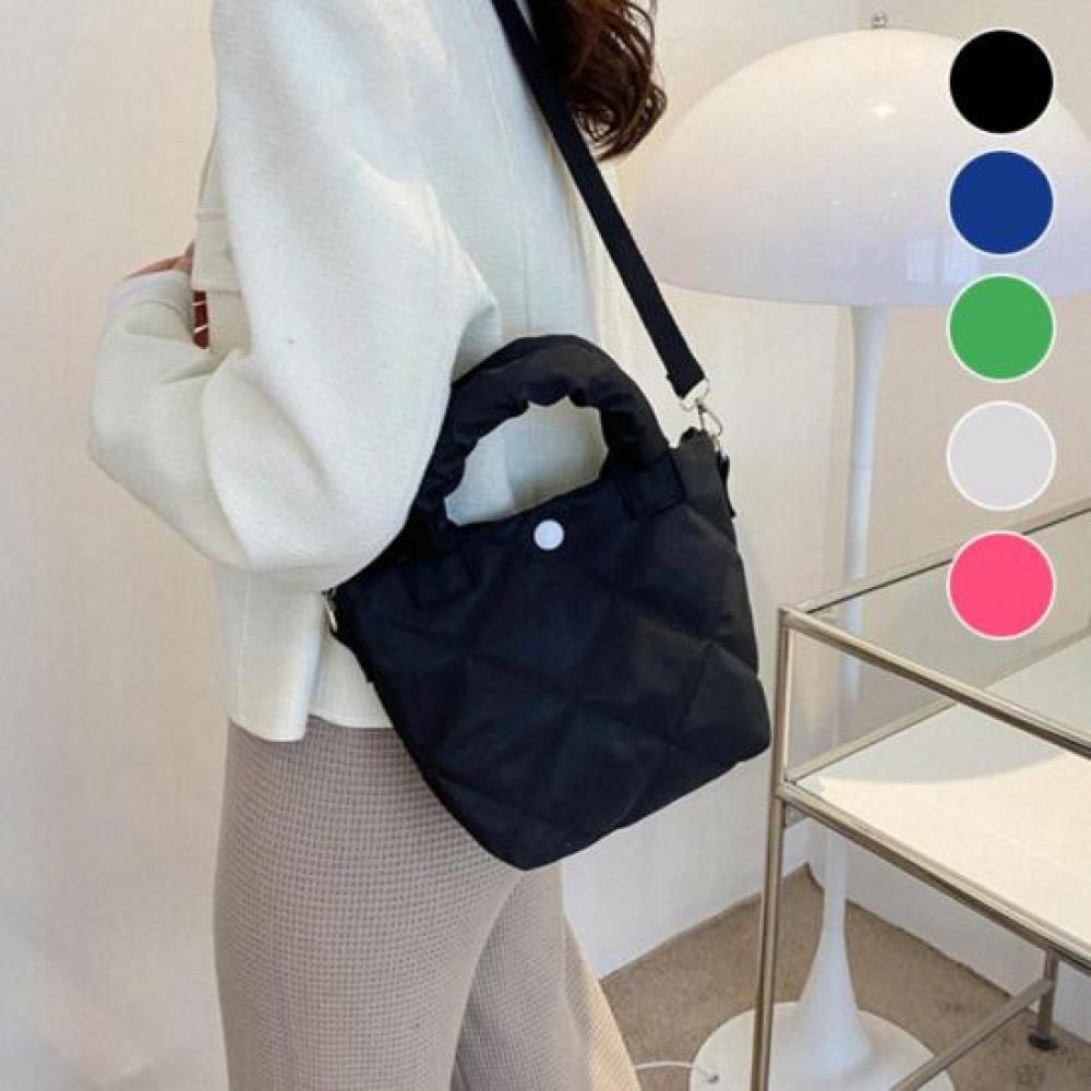 Open Run Diamond Quilting Top Handle Vivid Square Padding Cross Bag