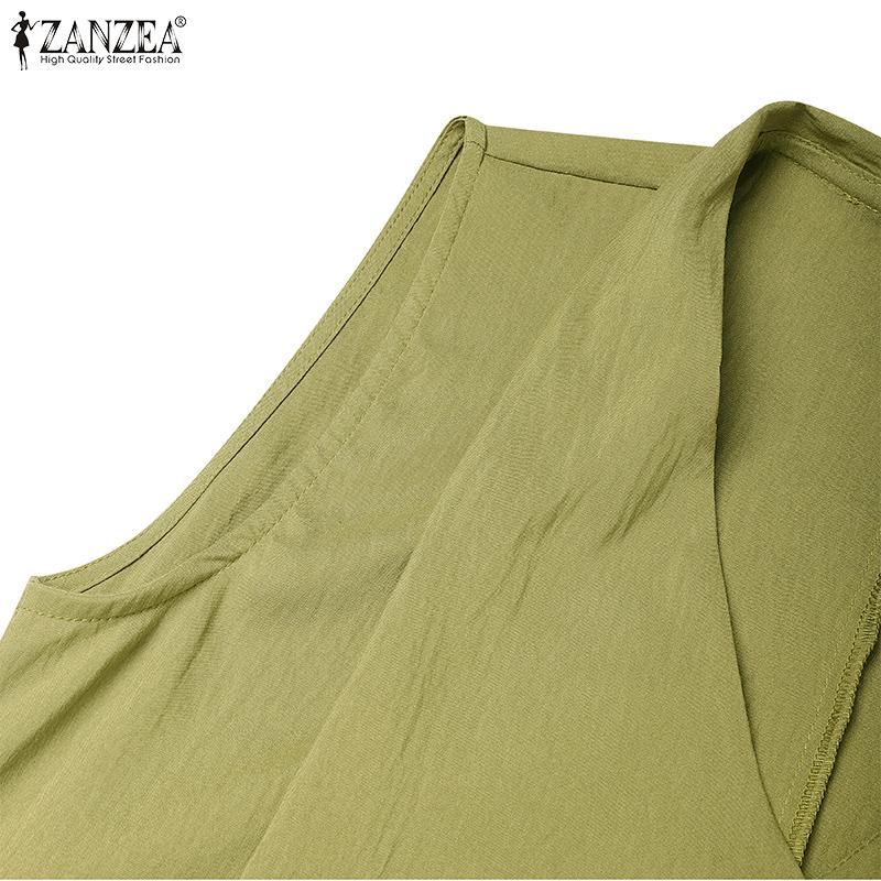 ZANZEA Женское летнее повседневное длинное платье без рукавов с V-образным вырезом