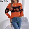 Women's Fashion Casual Fall Winter Solid Color Print Long Sleeve O-Neck Sweaters