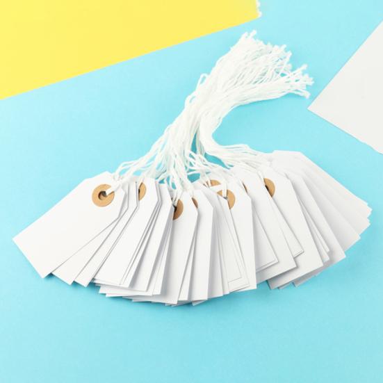 100Pcs Hanging Tags with Attached Reinforced Holes Elastic String Design Widely Used DIY Writable Labels