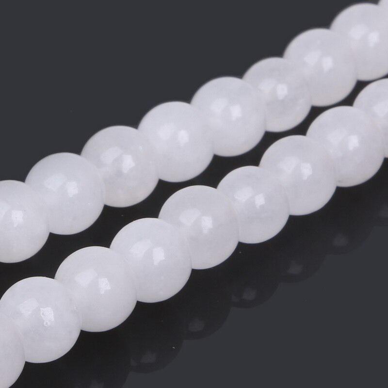 Natural Milk White Jade Stone Round Chalcedony Beads For Diy Jewelry Making 15 Inch