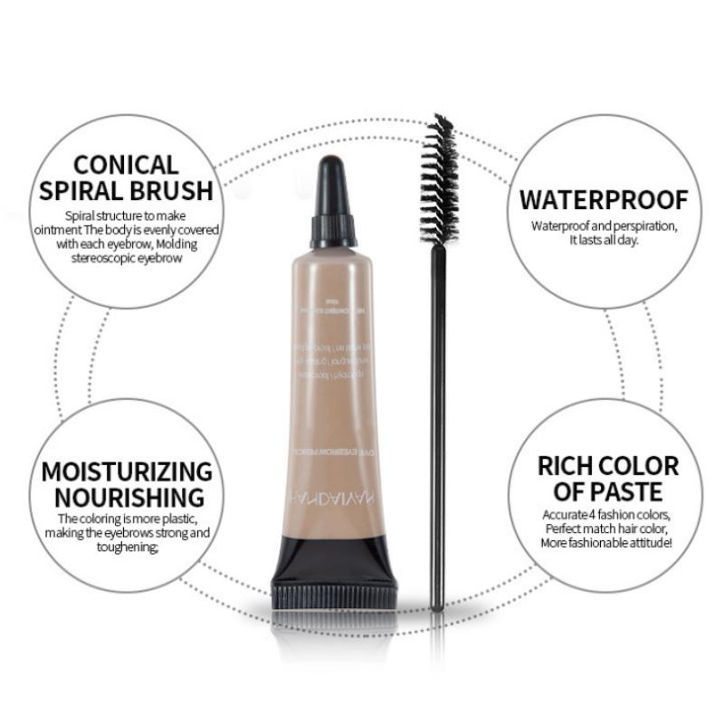 6 цветов Косметика для бровей Зубная паста Водостойкая татуировка бровей Натуральная долговечная краска для макияжа Крем для бровей