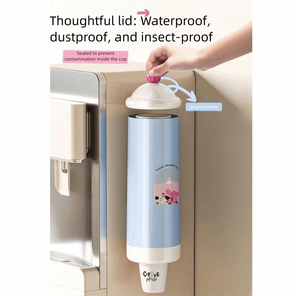 Wall-Mounted Automatic Cup Dispenser Dust-Proof Paper Cup Storage Rack  Bar Counter