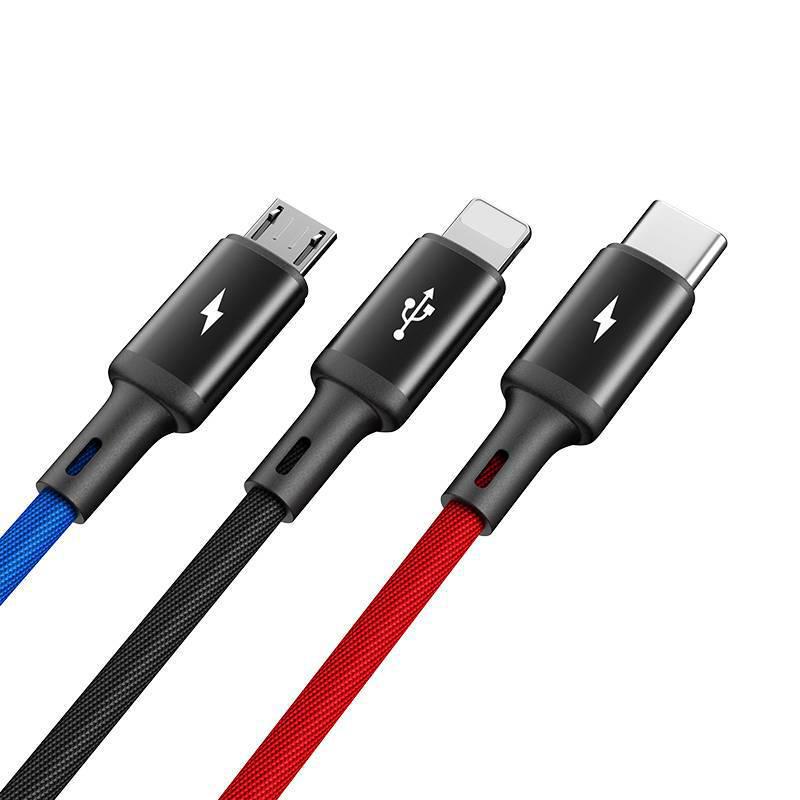 PISEN Aluminum Alloy 3-in-1 Nylon Braided Charging Cable