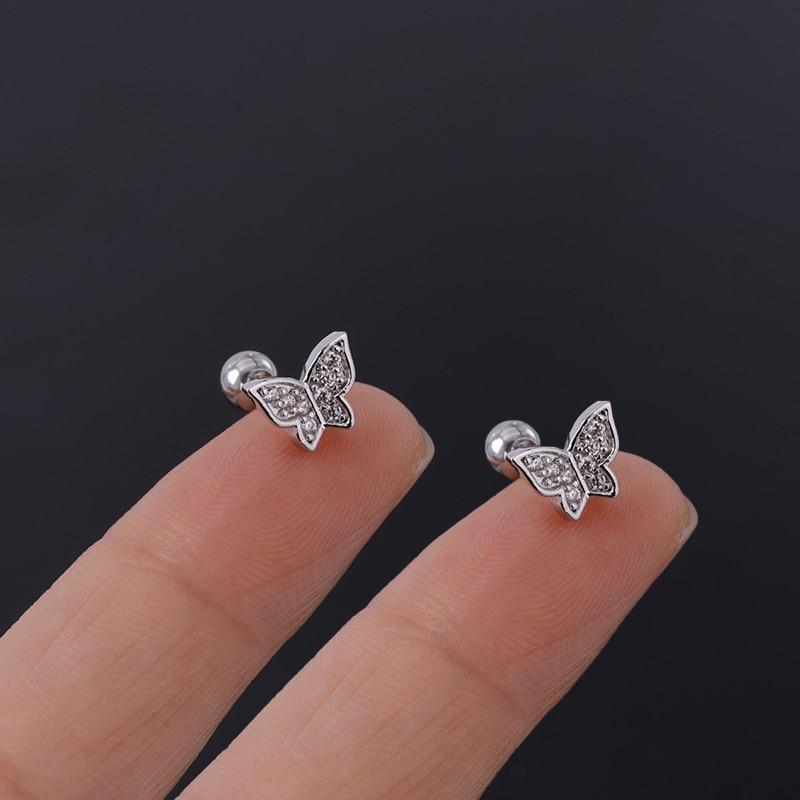 Нержавеющая сталь 316L, пирсинг, губная серьга с цирконием, серьги-гвоздики для козелка, губы, змеиного глаза, крест, спираль, раковина, хрящ, украшения для тела