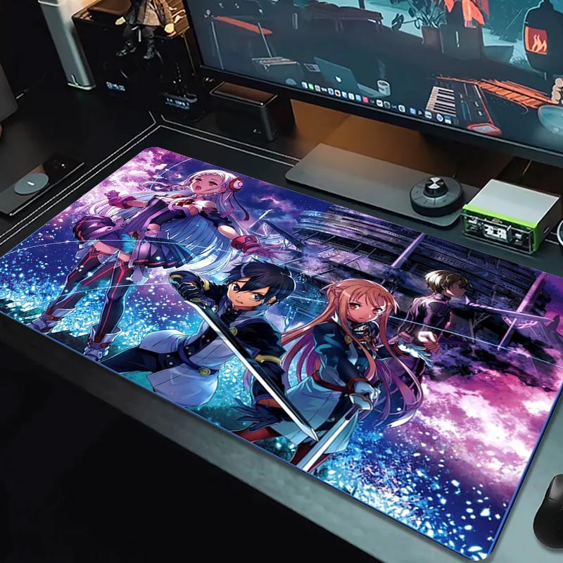 Цветная коврик для мыши Sword Art Online Большой игровой коврик для стола Нескользящий коврик для ноутбука и планшета Большой коврик для мыши XXL Коврик для мини-ПК Игровой коврик с замшевой кромкой