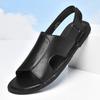 Men's Leather Open-Toe Sandals Big Size 38-48 Lightweight Arch Support & Adjustable Straps Outdoor Travel Slippers for Walking