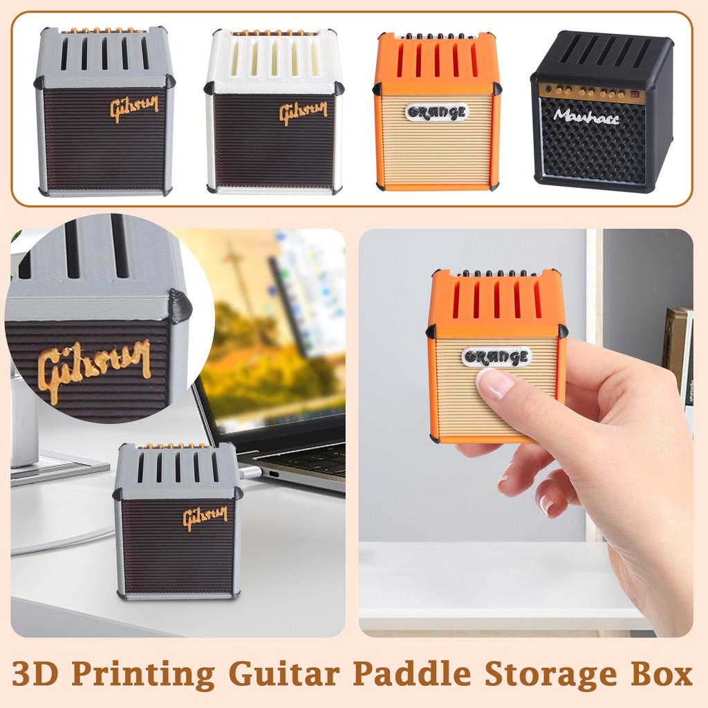 3D Printed Ukulele Guitar Pick Storage Box Accessories Simulation Speaker Desktop Ornaments Gift