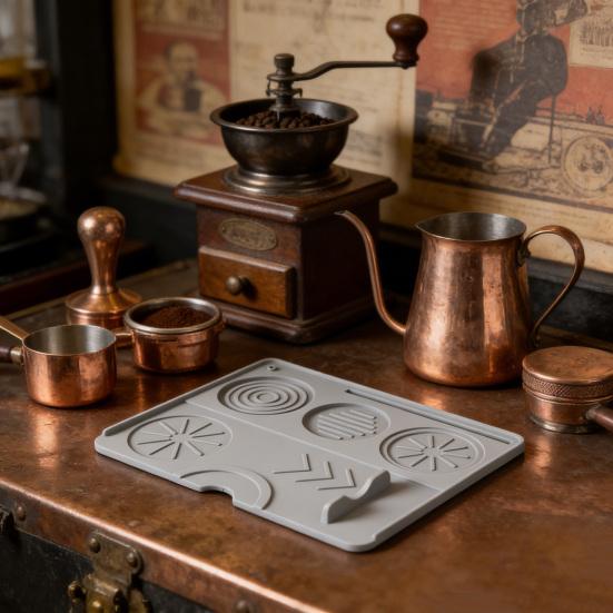 Espresso Tamping Mat Non-Slip Silicone Tamper Mat Heat Resistant Coffee Tamping Station for Home Baristas