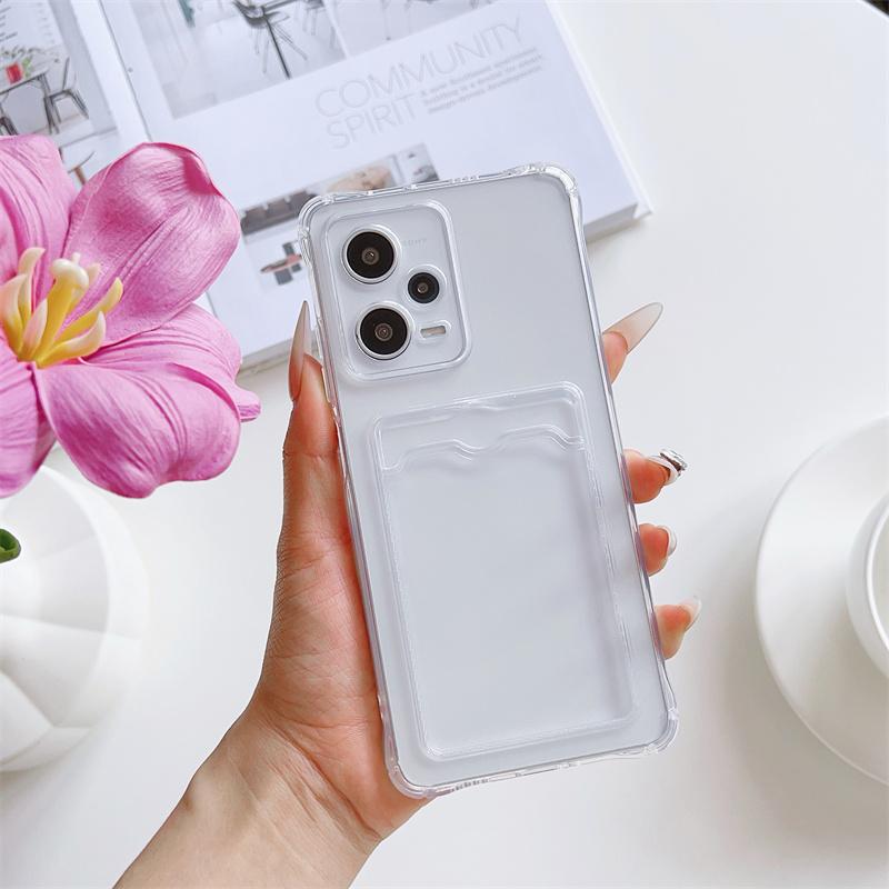 Противоударный прозрачный чехол TPU с отделением для карт для Xiaomi Redmi Note 12 13 Pro 11 10 9 Redmi A3 A2 14C 13C 13 12C 10C Mi 14T 13T 12T Poco M6 F6 X6 X5 Чехол-крышка