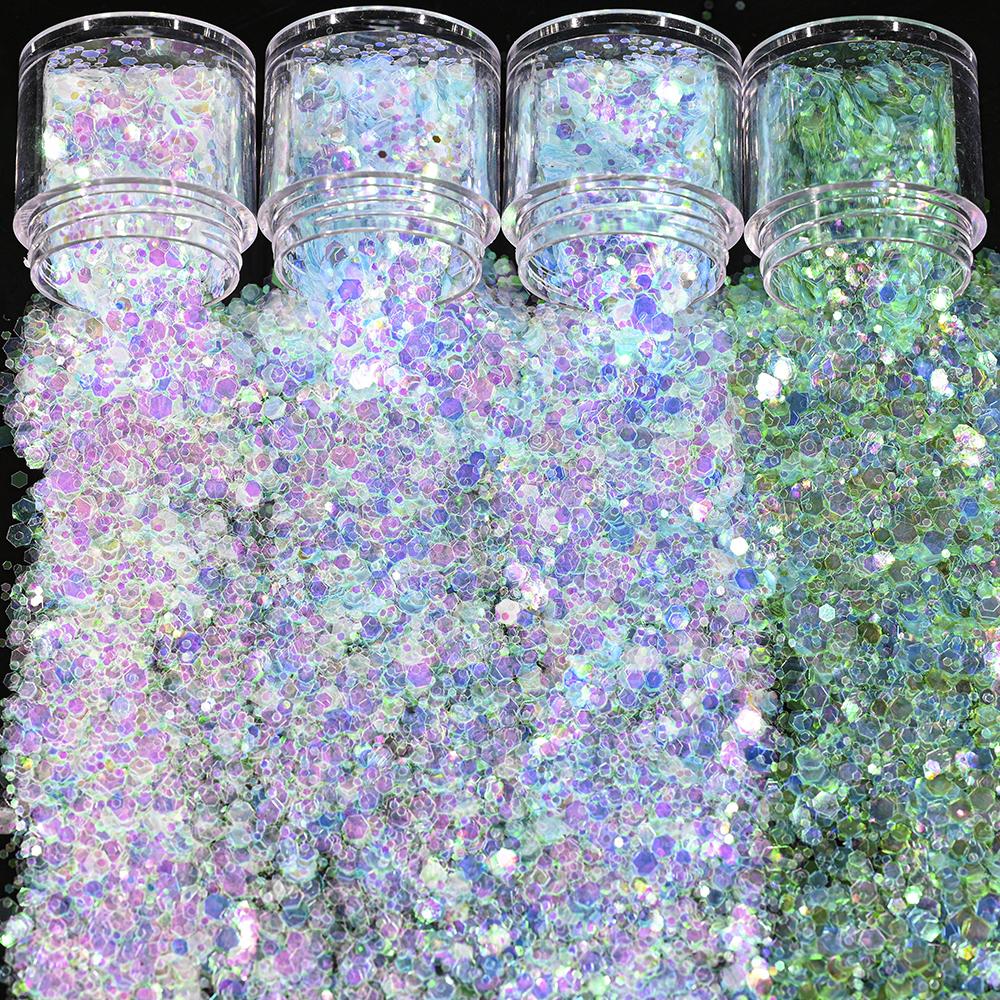 4 коробки/набор, 10 мл, 3D лак для ногтей, фиолетовый, розовый, микс, блестящая пудра для ногтей, блестки, украшение для дизайна ногтей, красочные для УФ-эпоксидного гель-лака, хлопья