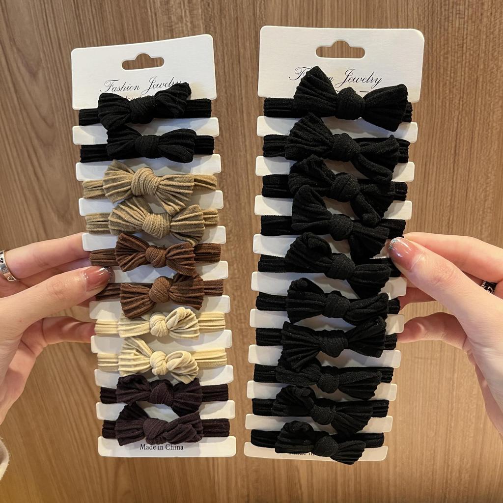 5-10Pc/Set Coffee Women Bowknot Hair Bands Elastic Headbands Black Bow Tie Scrunchies Headwear Girl Korean Hair Accessories Gift