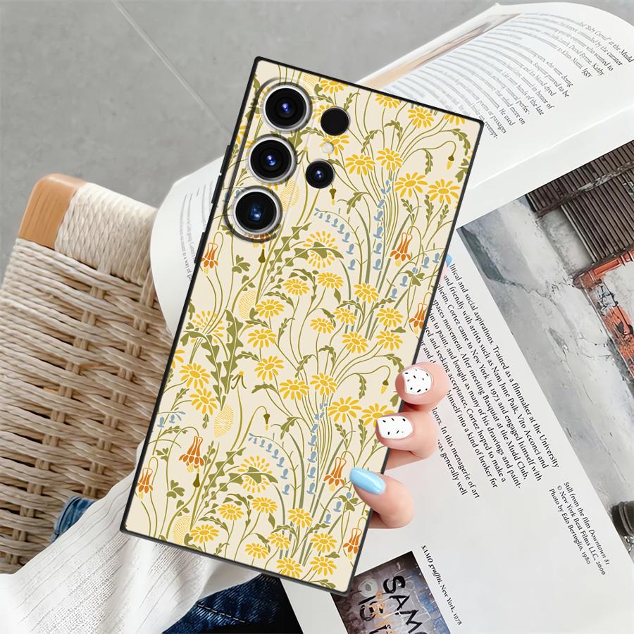 Чехол-бампер Funda для Samsung Galaxy S26 Ultra S25 Plus S20 Ultra S24 Note 20 8 9 10 S23 S10 S9 S21 FE Свежие цветы