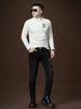 European Style Men's Half-Turtleneck Sweatshirt, Autumn and Winter Fleece-Lined Base Layer, Trendy Brand Print, Warm Inner Wear for Men