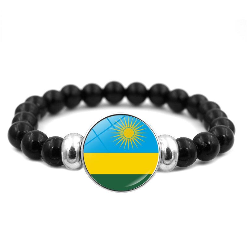 287 Countries National Flag Snap Button Elastic Band Beads Country Flag Independence Day Bead Jewelry Beaded Bracelet