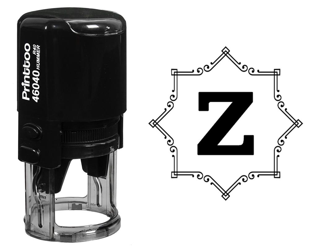Printtoo Self Inking Rubber Stamp Octagon Celtic Swirl Frame Alphabet Z Monogram Initial R-40 Office