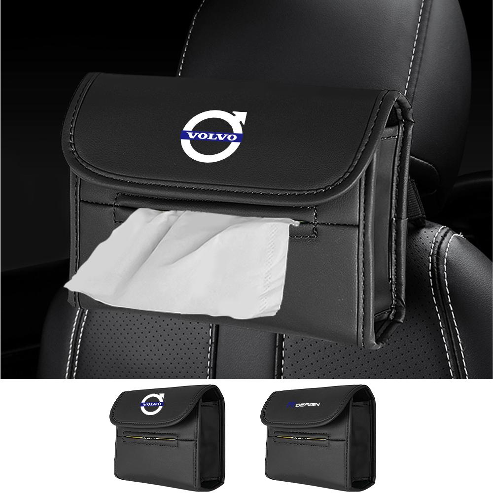 PU Leather Car Tissue Box Paper Towel Bag Hanging Storage Auto Accessories For Volvo XC90 XC60 V90 D5 S90 S80 S70 T5 T6 V40 V60 FK4
