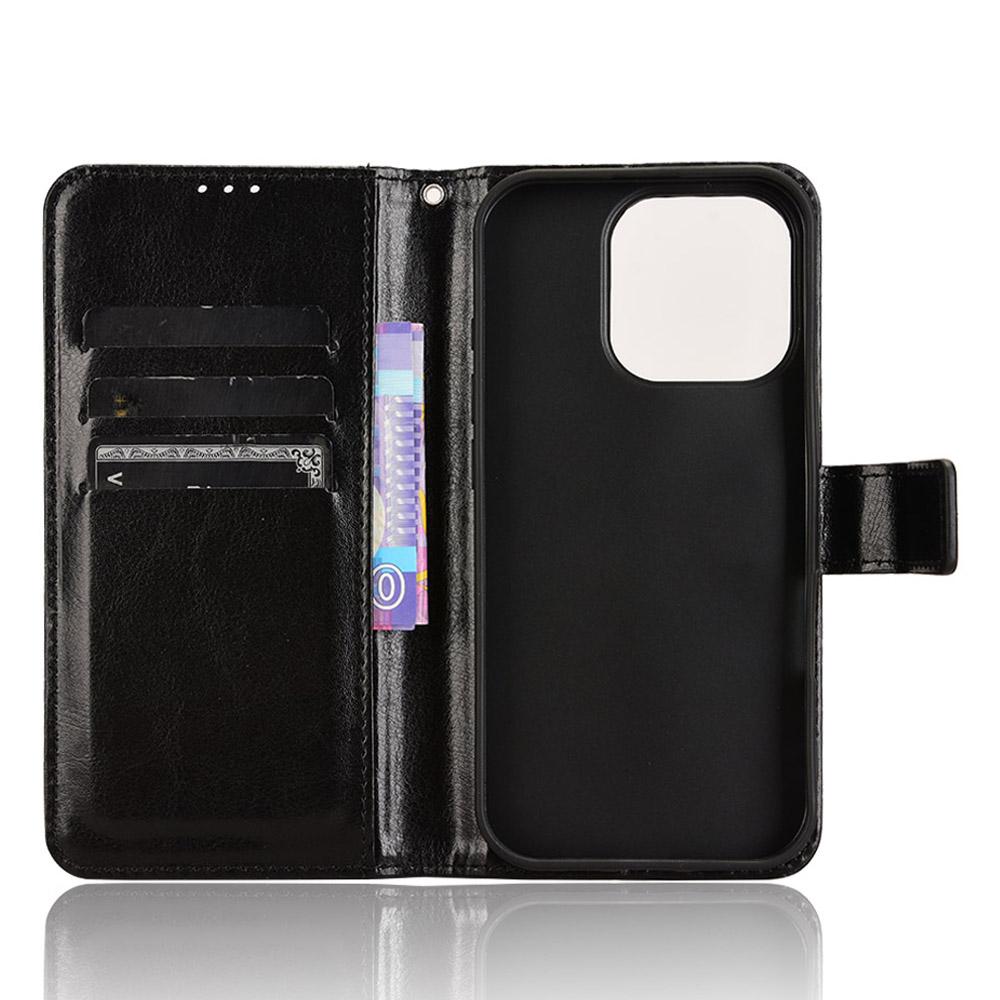 For iPhone 16 Pro Case Crazy Horse Texture PU Leather Phone Wallet Cover