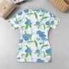 Women's V-Neck Short Sleeve Floral Mini Dress,Minimal Basic Slim Fit,Soft Fabric,Versatile for Daily Commute & Casual Vacation
