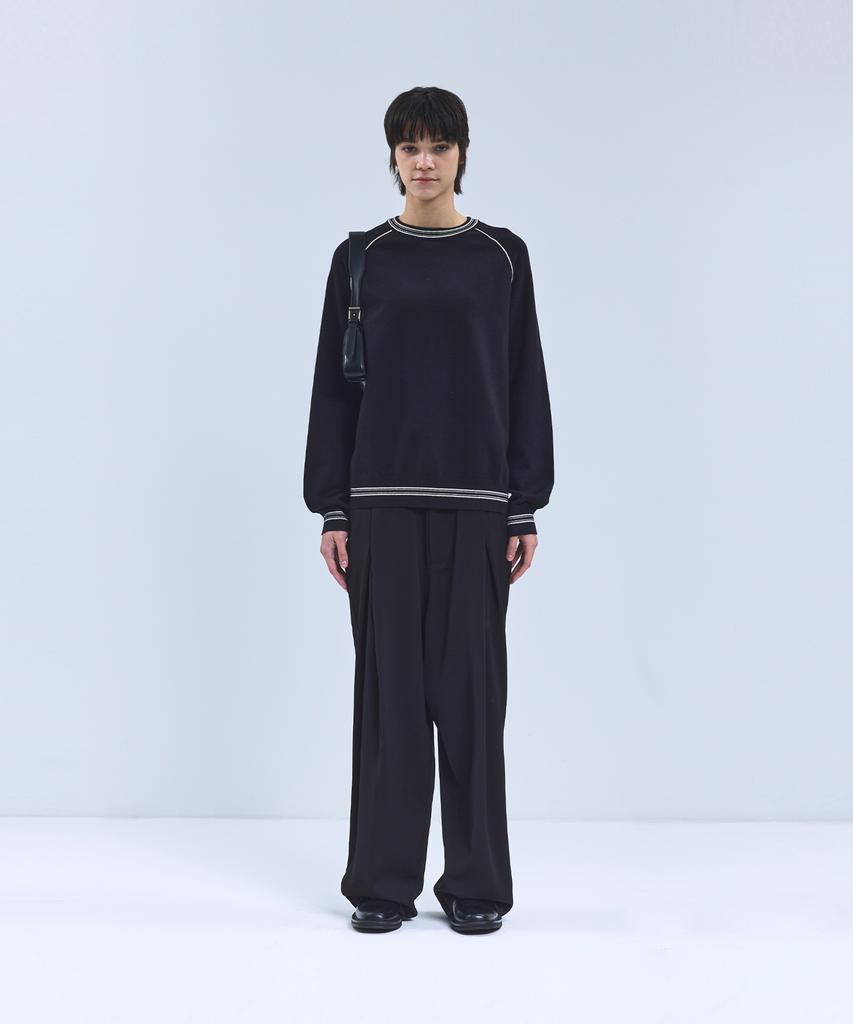 IRONYPORNO WHITELINE 86-Iroj361 Color Line Point Long Sleeve Knit Black