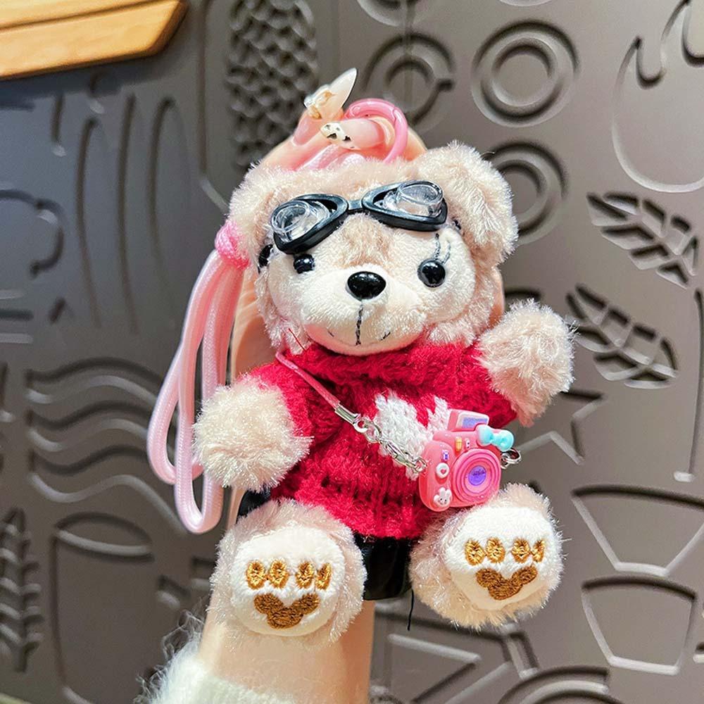 Bag Pendant Pilot Bear Keychain Stuffed Animal Plush Bear Dolls  Decoration