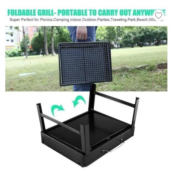 Barbecue Charbon, BBQ Barbecue à Charbon de Table en Acier Inoxydable Pliable pour 3-5 Personnes pour Barbecue de Jardin
