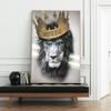 The Lion King Wearing The Crown Modern Animal Canvas Painting On Wall Art Poster and Print Wall Picture for Living Room Decoration
