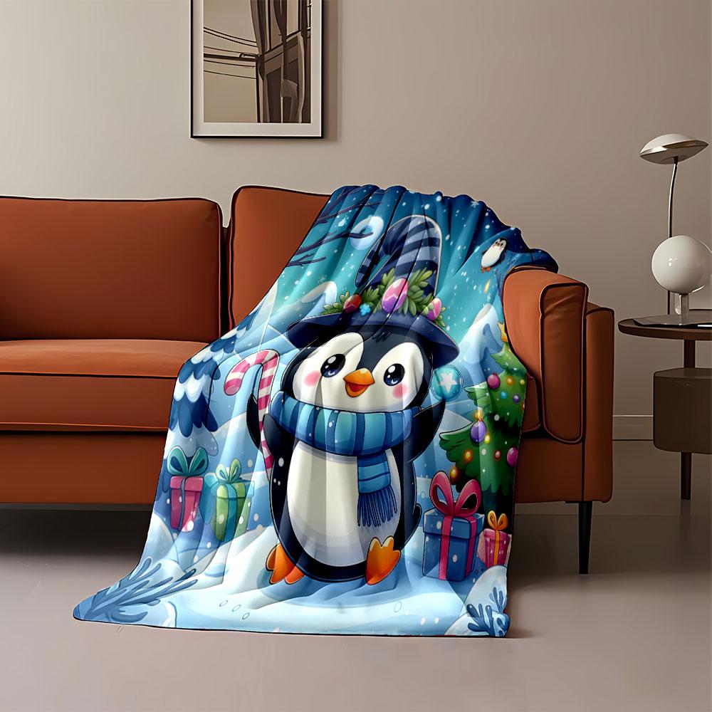 Winter Penguin Wonderland Blanket print blanket soft and cozy perfect for the living room bed sofa or a nap,gift