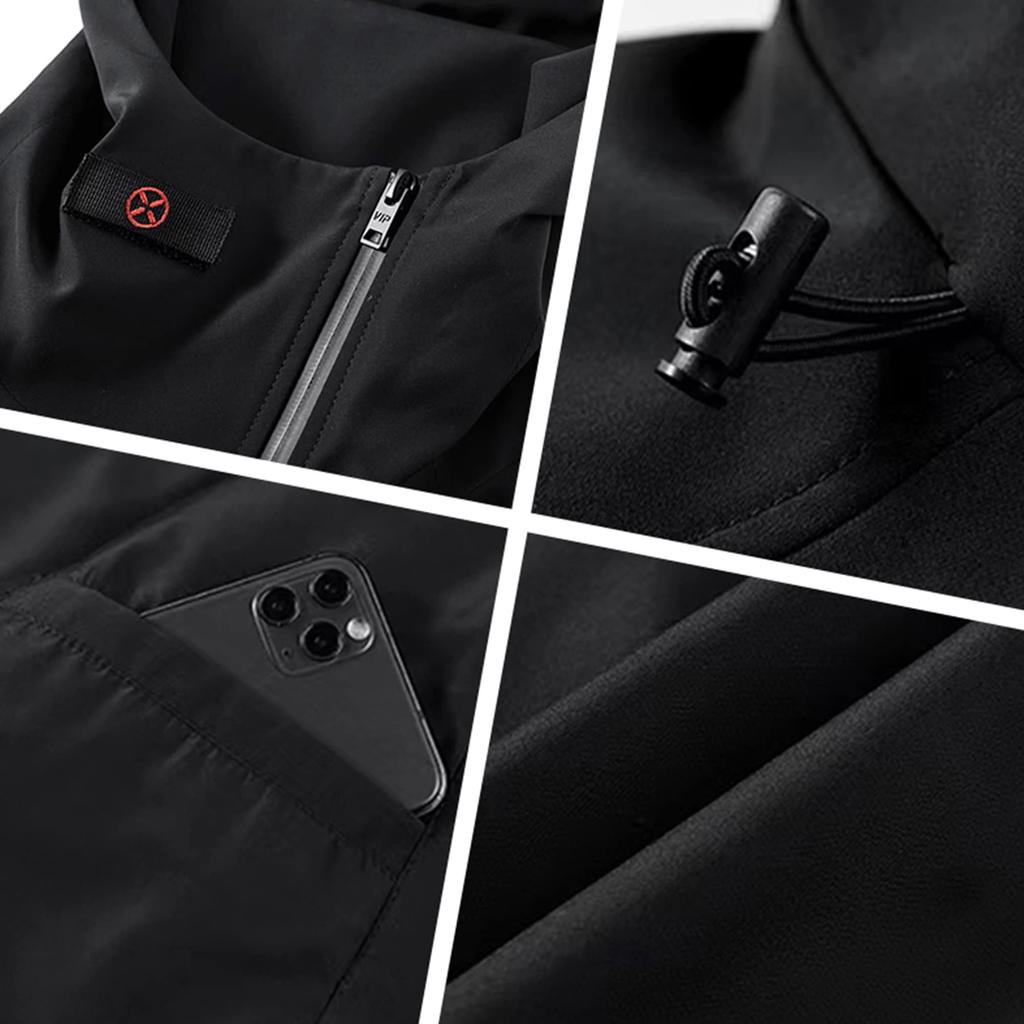 Ветровка Ветровка Джемпер Верхняя куртка Весна Осень Зима Уличный стиль Черный 2XL [LIEBO] Мужская