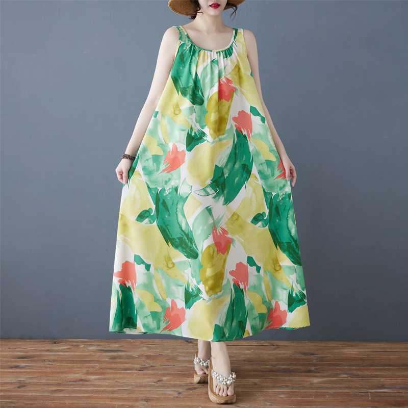 Женское свободное шифоновое платье средней длины, длинная юбка