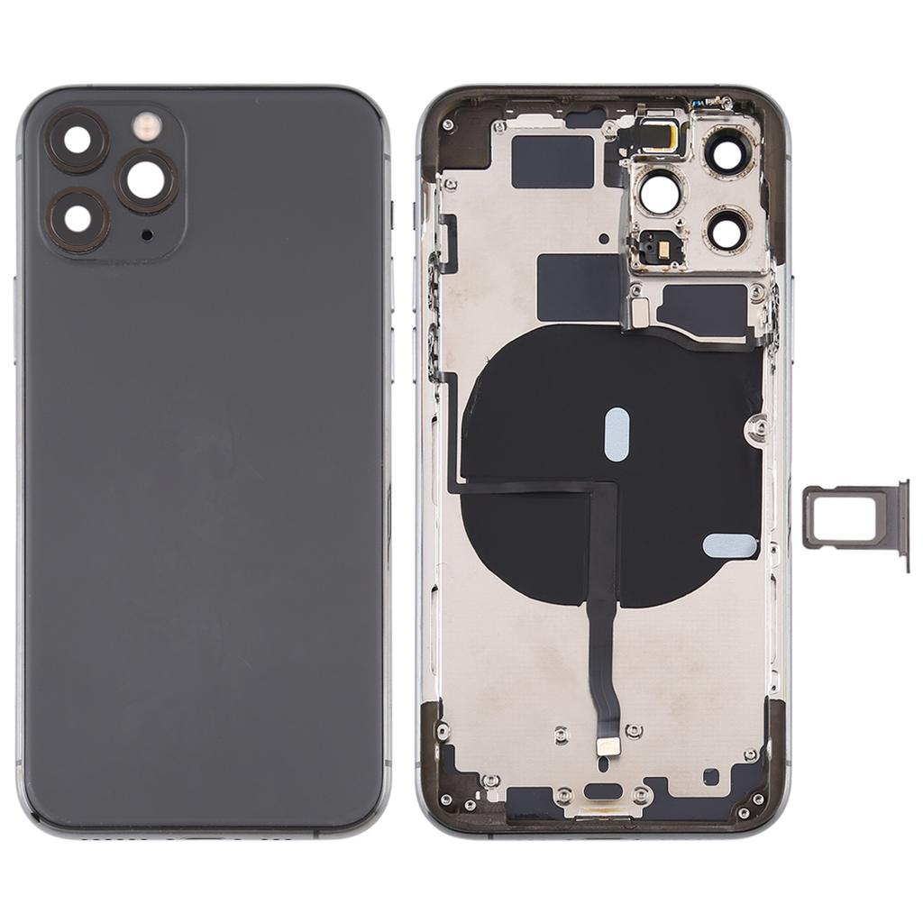 For iPhone 11 Pro 5.8 inch Back Housing Cover Repair Kit (with Side Keys+Card Tray+Power+Volume Flex Cable+Wireless Charging Module)