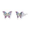 BAMOER 925 Sterling Silver Colorful Zirconia Elegant Attractive Butterfly Stud Earrings for Girl