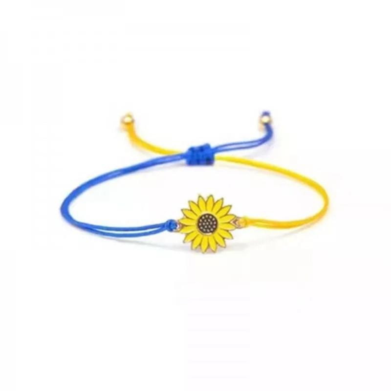 Sunflower Daisy Alloy Friendship Bracelet with Wax Thread Woven Design