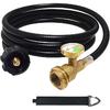 12 Feet Propane Tank Extension Hose with Gauge, Acme to Male QCC/POL Fittings for Gas Grill