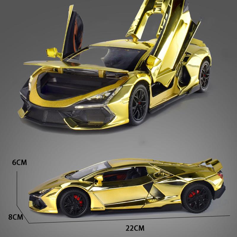 1/24 Lamborghini Revuelto Electroplate Alloy Car Diecasts & Toy Vehicles Metal Toy Model Sound and Light Collection Kids Toy