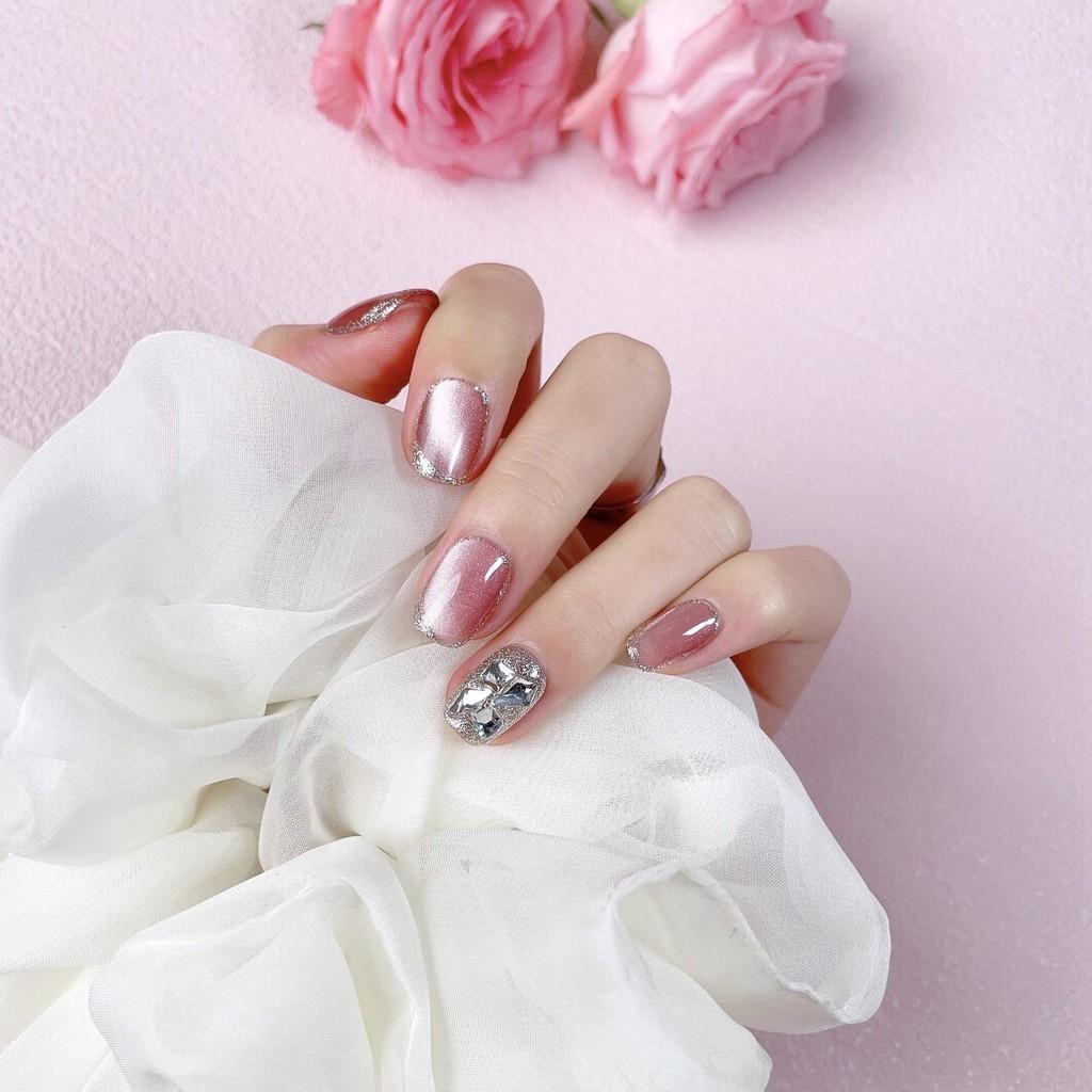 Wearing Nail Handmade  Short Ballet Cat Eye False Nail Removable