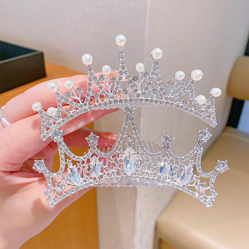 Корона Стразы Гребень для волос для женщин и девушек - Принцесса День рождения Заколка для волос Аксессуар