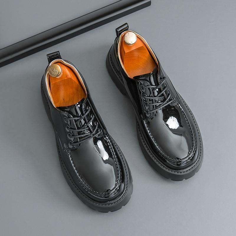 Fashion 2025 Men's Thick Bottom Oxford Shoes Fashion Business Casual Dress Shoes New Men Casual Shoes Comfortable Lace-Up Formal Flats
