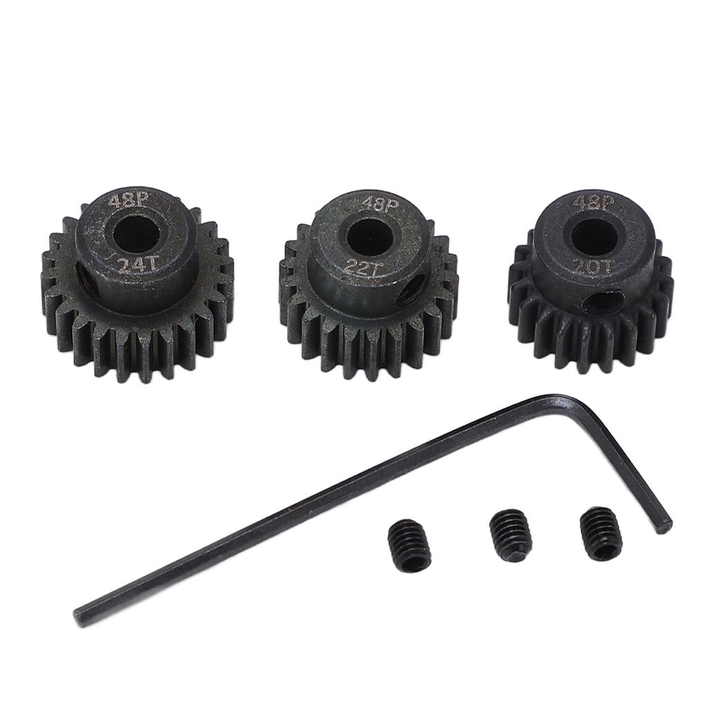 48P Pinion Gear Set 20T 22T 24T 3.175mm RC Motor Pinion Gear for 1/10 RC Brushless Brush Motor