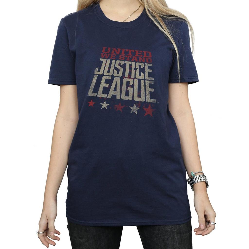DC Comics Womens/Ladies Justice League Movie United We Stand Cotton Boyfriend T-Shirt