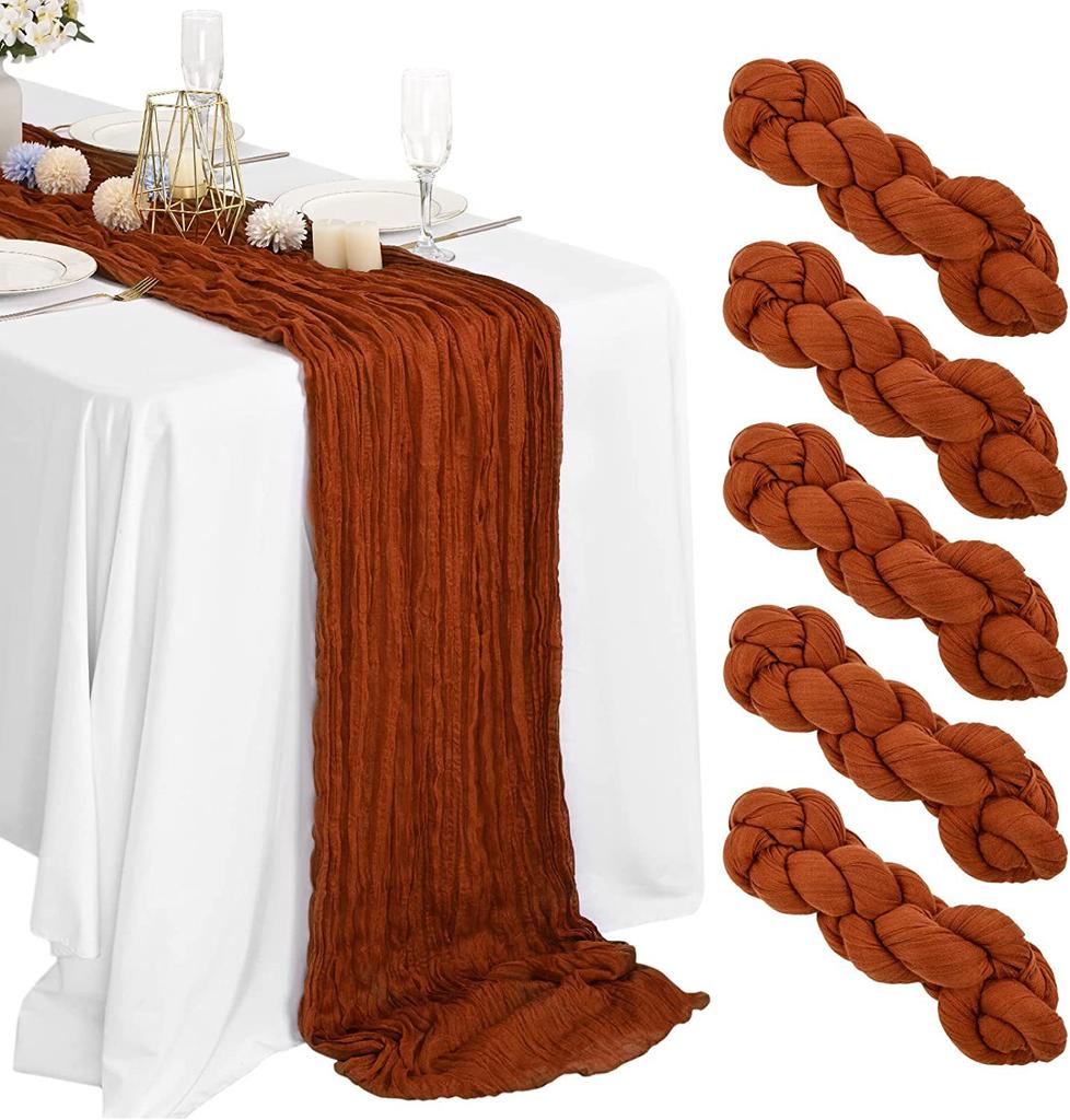 20/10/6Pcs Voile Wedding Decorations Table Runner Rustic Boho Gauze Crepe for Home Birthday Christmas Holiday Bridal Shower