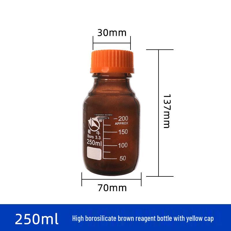 Borosilicate Glass Reagent Bottles: Blue, Yellow, and Brown Caps Included