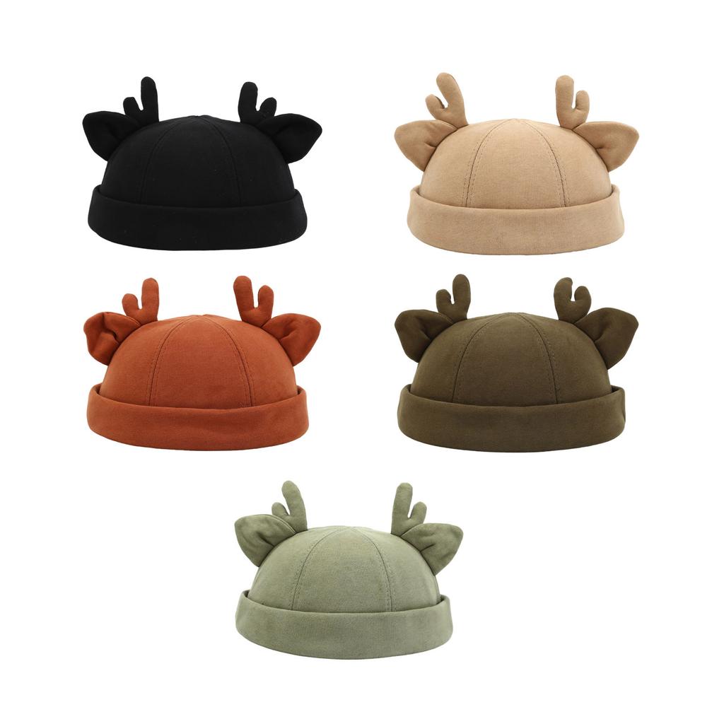 Винтажная шапка-бини, рождественская шляпа, шляпа-докер, шляпа без полей, регулируемая шляпа с ушками оленя, универсальная для женщин и мужчин
