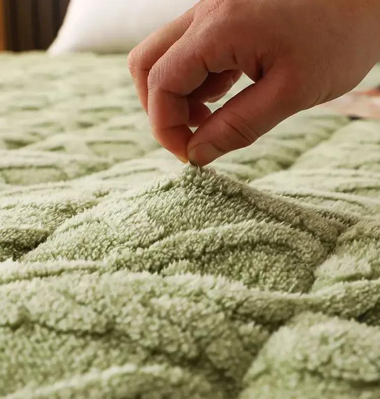 Зимние теплые фланелевые наматрасники для домашнего общежития, мягкие толстые покрывала, покрывало для кровати размера «queen size», тонкие стеганые татами