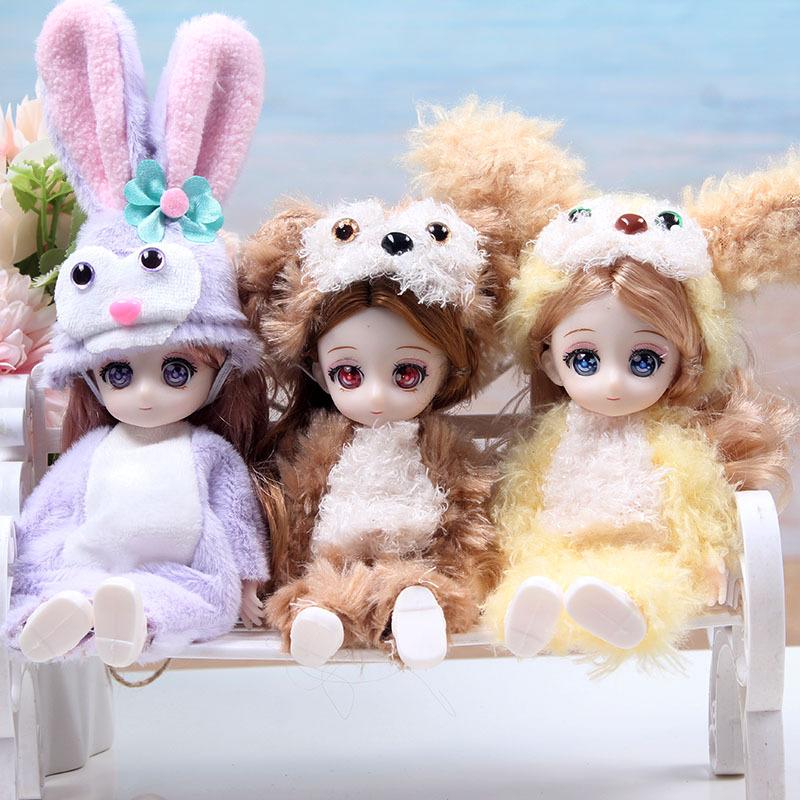 Кукла BJD с подвижными суставами, плюшевая одежда, кукла-девочка 17 см, игрушка для дня рождения, подарки