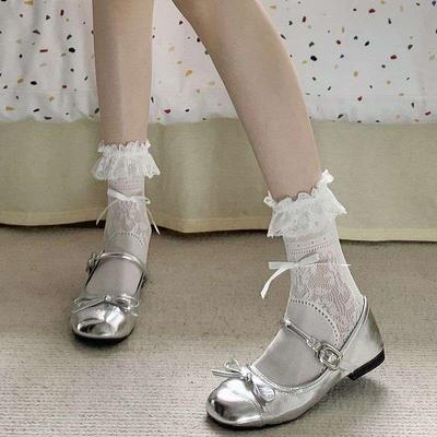 Серебристые балетки с плоской подошвой и светлым оттенком для женщин, новые летние туфли 2025 года, французские туфли Мэри Джейн с круглым носком