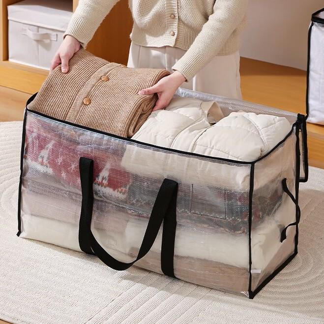 Прозрачный полиэтиленовый мешок для переезда с кармашком для карточки, большой вместимости, усиленный и прочный