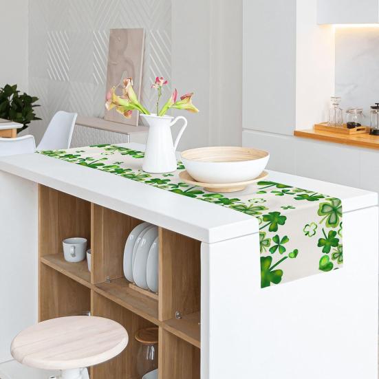 Дорожка для стола на день Св.. Украшение ко Дню Патрика с принтом клевера, легкое в уходе, нескользящее